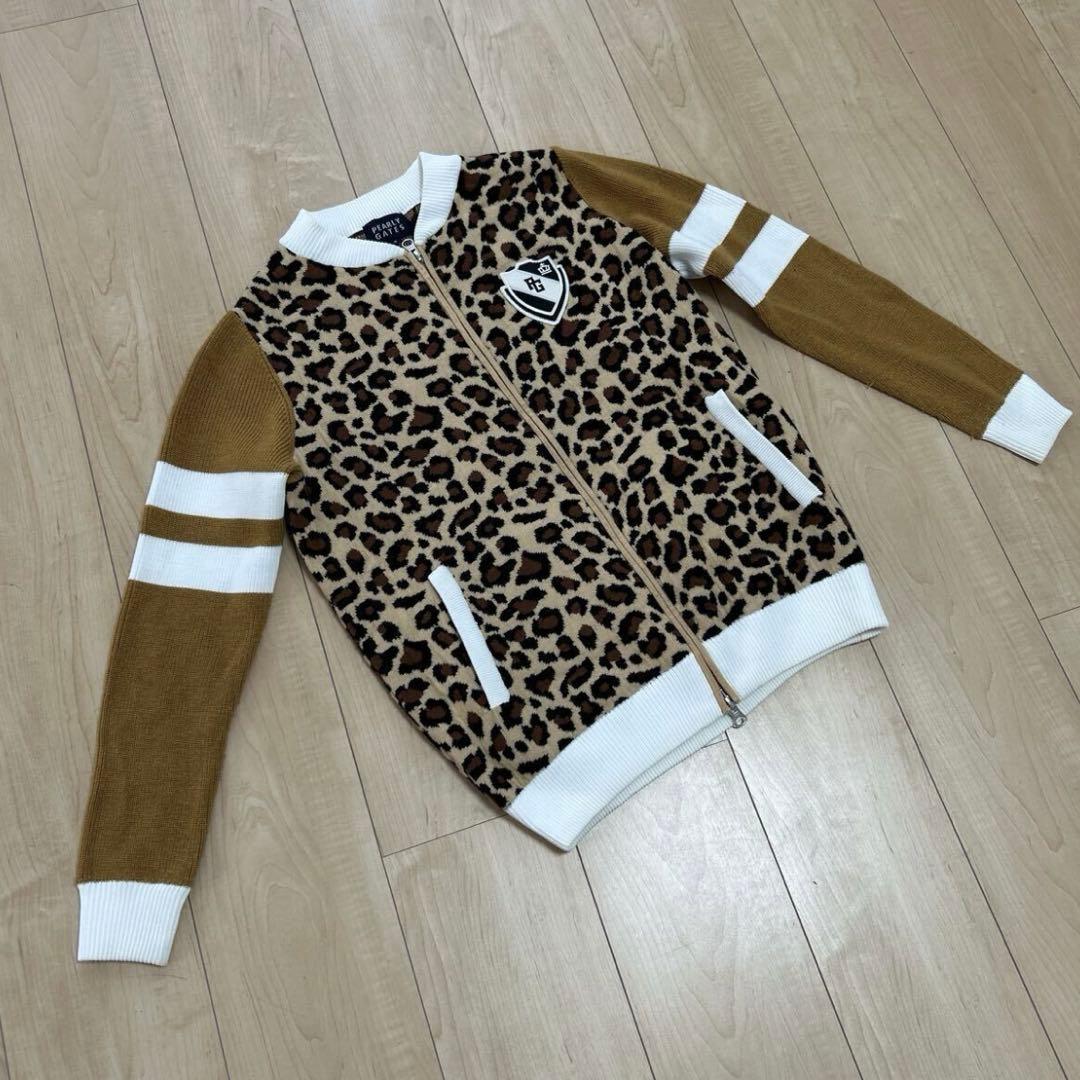 パーリーゲイツ レオパード柄 ニット ダブルジップ 0サイズ S
