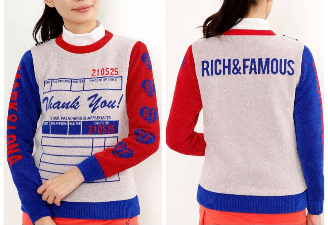 極美品 マークアンドロナ 近年 防風 裏地付 セーター スニード 配色