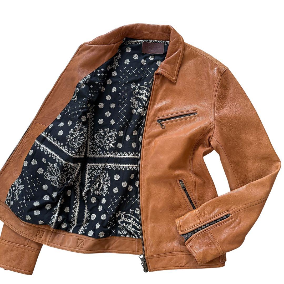 希少XXL】ジャックローズ 裏地総柄 シングルライダースジャケット 山羊