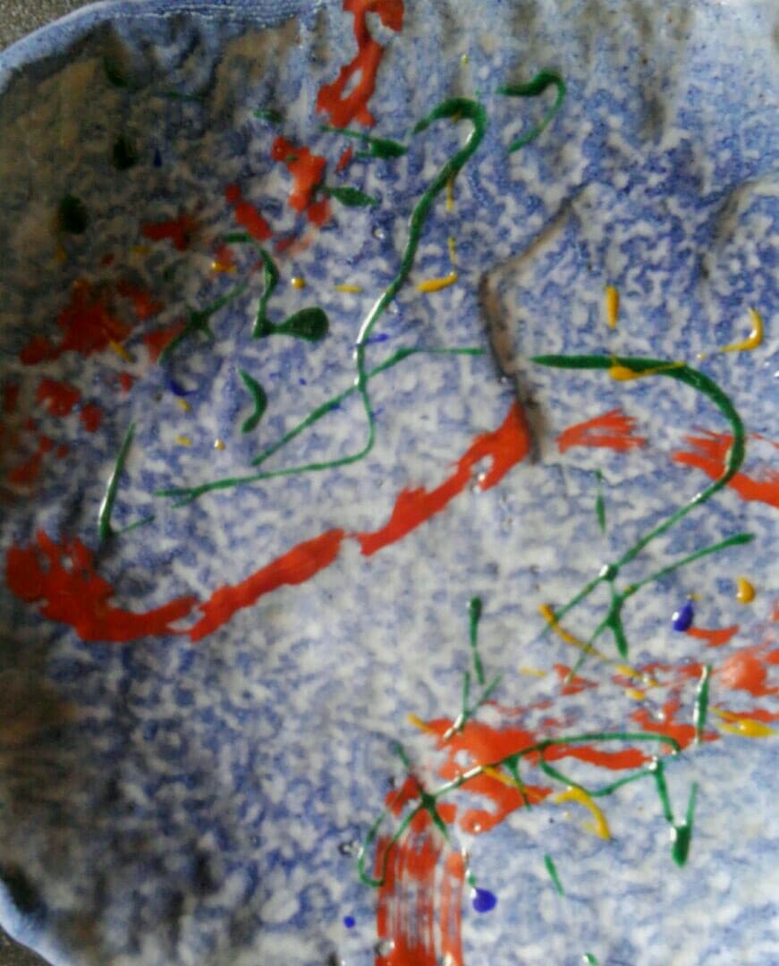 新鋭作家 つぐら康之作 赤絵 彩色 高付き皿 師 鯉江良二