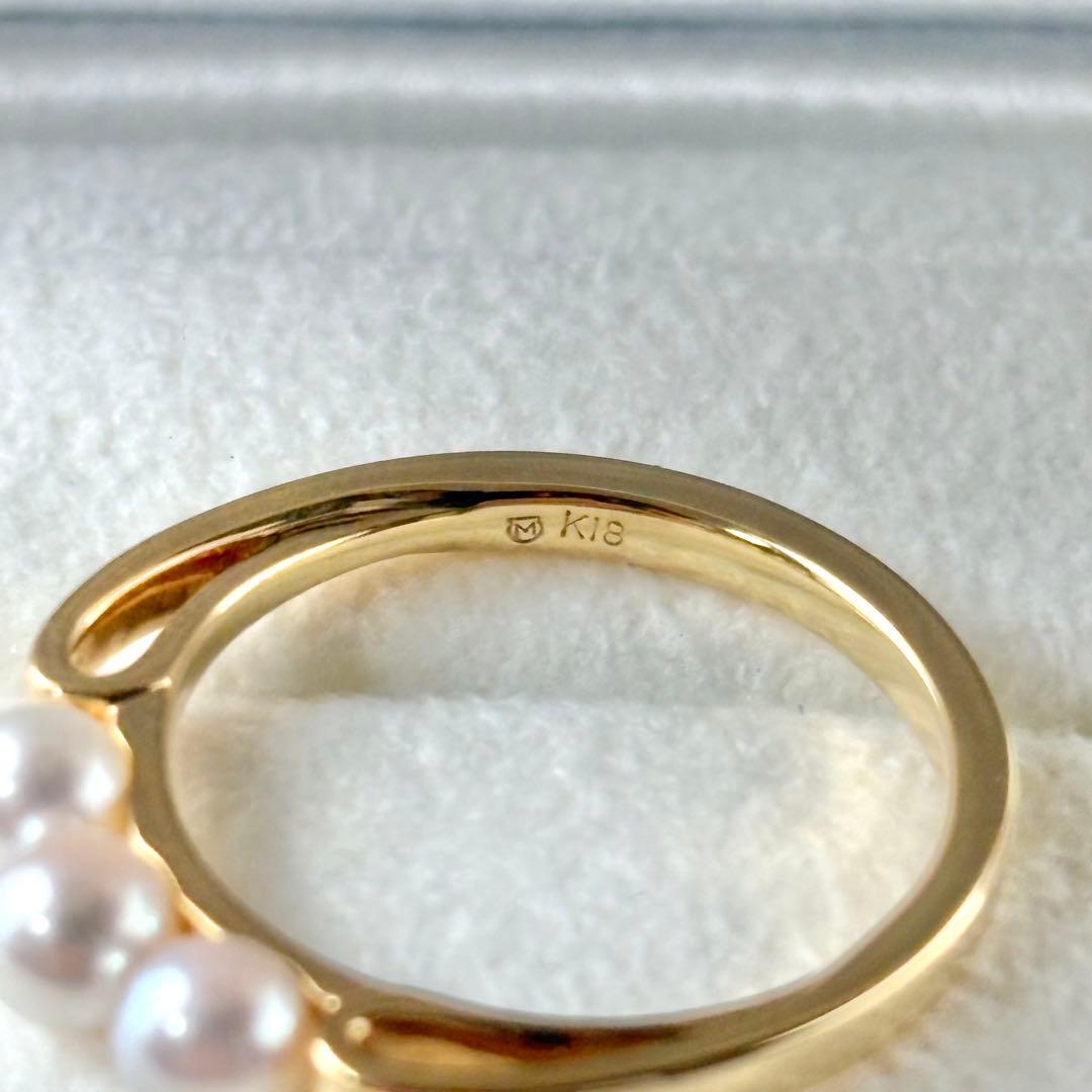 N*n様 357【ミキモト】ベビーパール 約4mm K18 リング 約11号 箱
