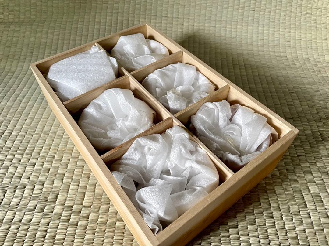 【彫刻硝子】器 ぐい呑 6客セット　中村和正