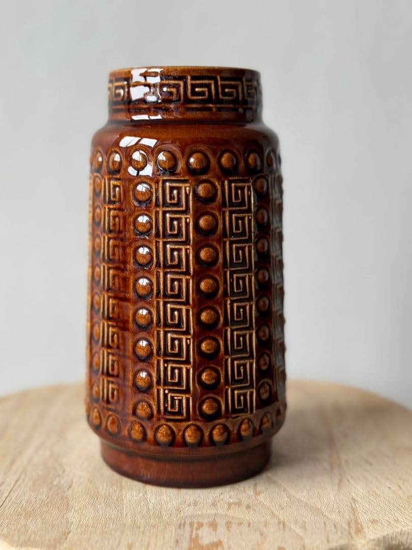 西ドイツ　花瓶 　ファットラバ　Alfred  ファットラバ陶器の花瓶：ヴィンテージ西ドイツ 202-13、ブラウン