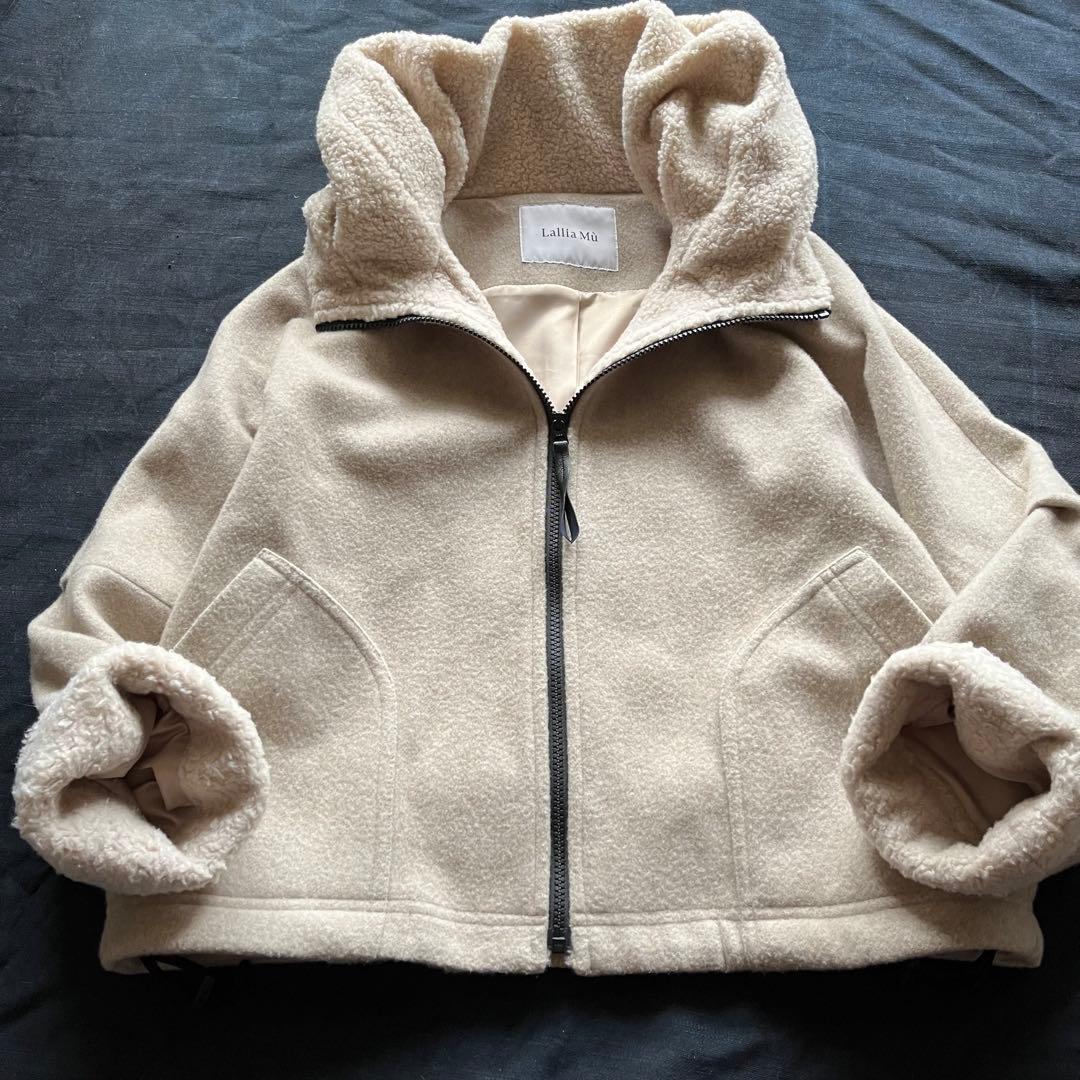 38サイズ（M） ボア フード ショートコート Lallia Mu ラリアムー