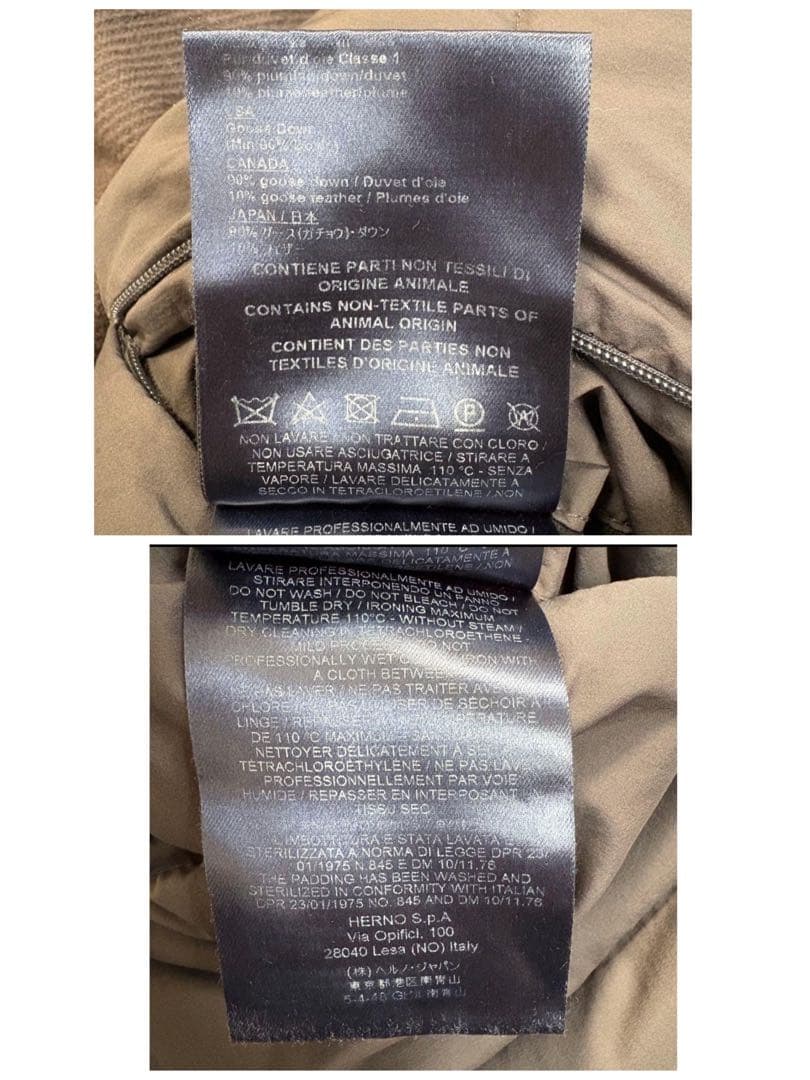 SALE】サイズ44✨HERNO 異素材ドッキング ダウンコート フード - メルカリ