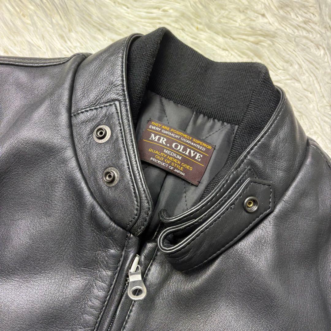 ミスターオリーブ シングルライダースジャケット ソフトレザー 羊革