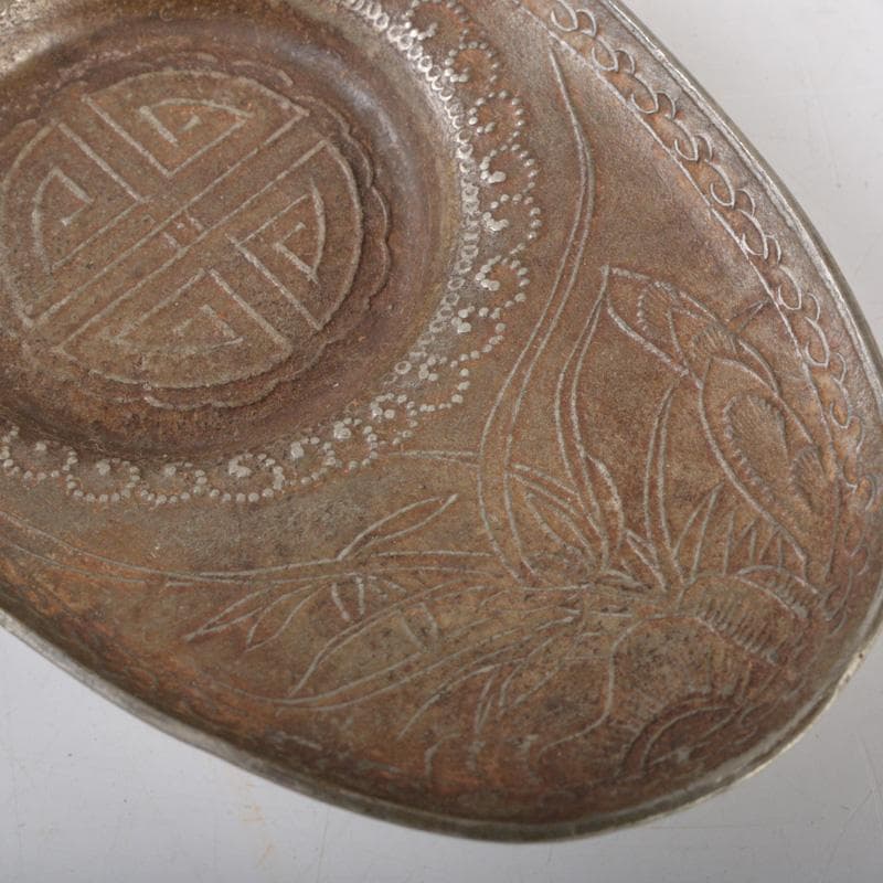 煎茶道具 古錫 花草文 茶托 五客 V 5132