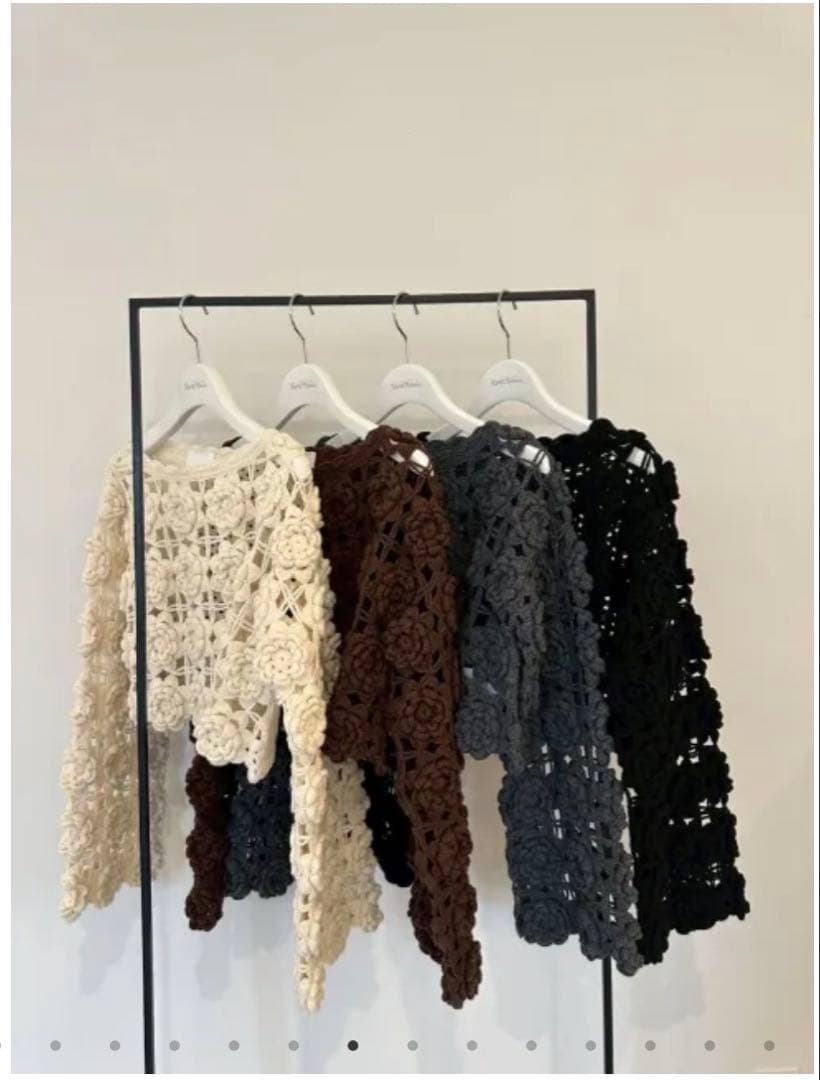 新品rosymonster フラワーかぎあみニット ブラック