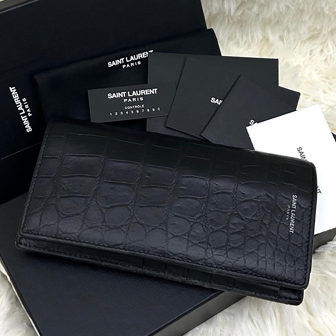 【美品】SAINT LAURENT サンローラン クロコダイル　長財布 箱付き SAINT LAURENT サンローラン 長財布 クロコ 美品 箱付｜Yahoo!フリマ
