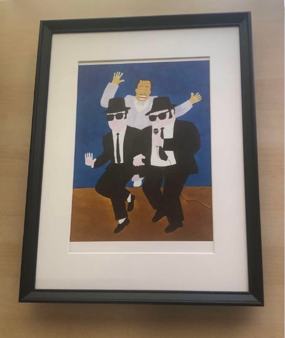 PK額装品 和田誠 映画 ブルースブラザーズ A3額入 ポスター風 イラスト Amazon.co.jp: □和田誠 『映画 ブルースブラザーズ』A4サイズ 額入り