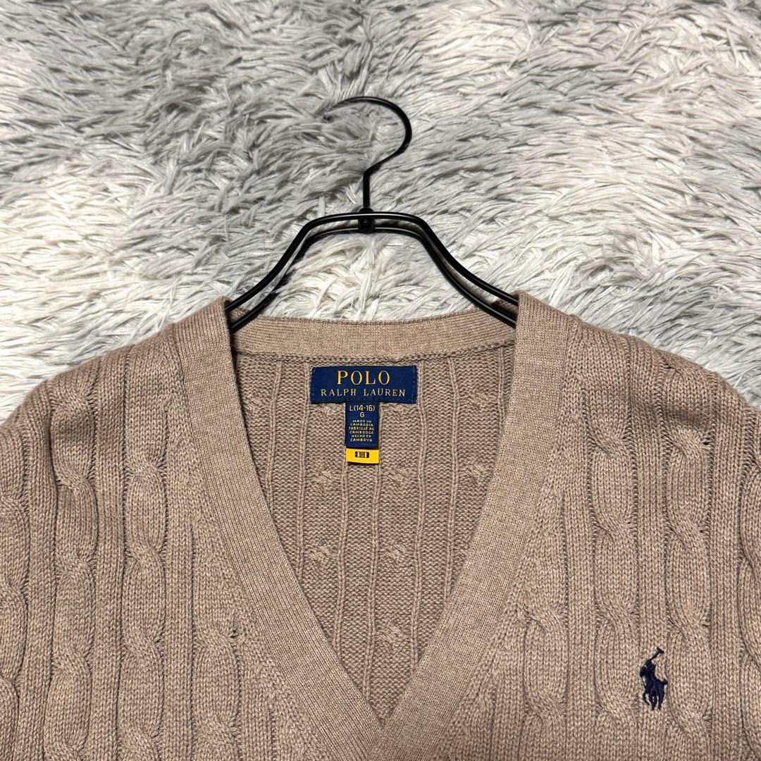 現行タグ】ポロラルフローレン カーディガン ケーブル編み 刺繍