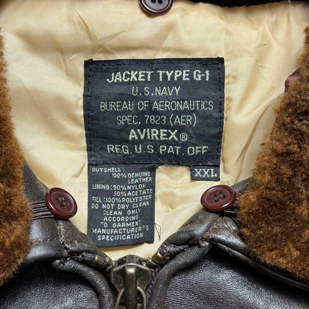 希少 XXL AVIREX G-1 フライト レザージャケット ダークブラウン