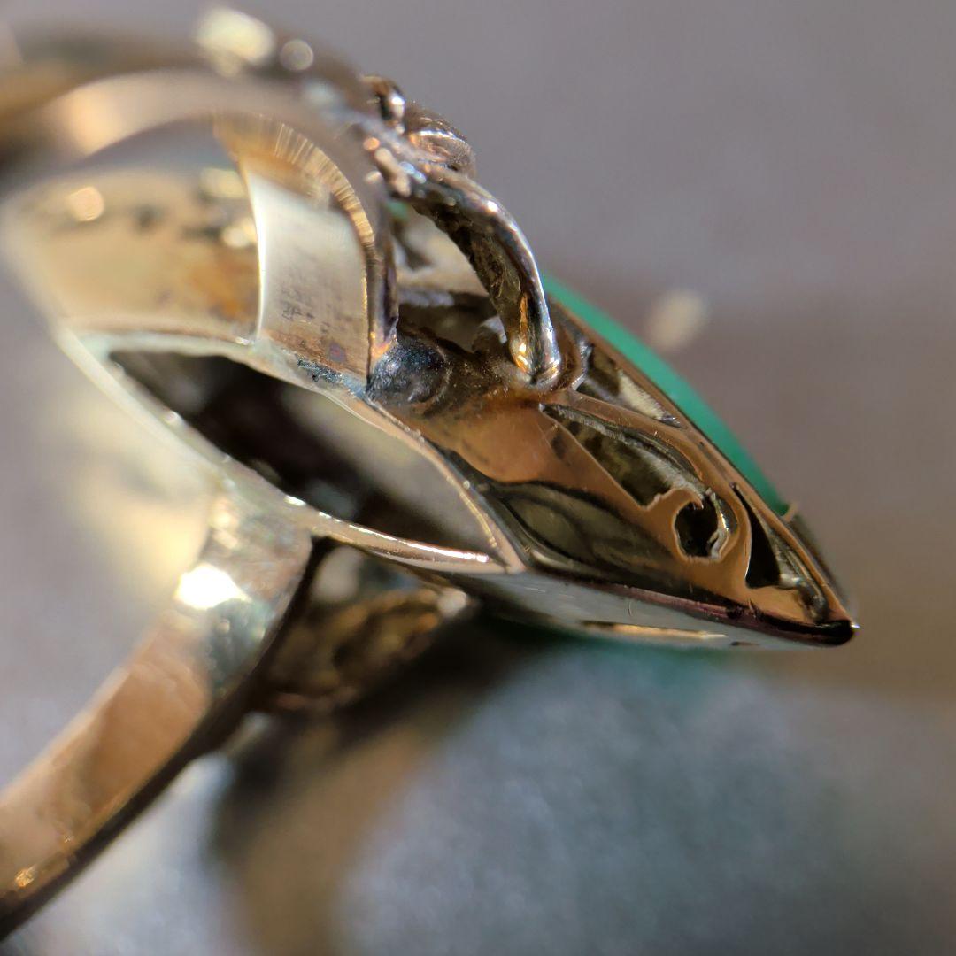 リング　14K　585　YG　天然ひすい　ジェイダイト　釈迦玉　6.59g　ソ付