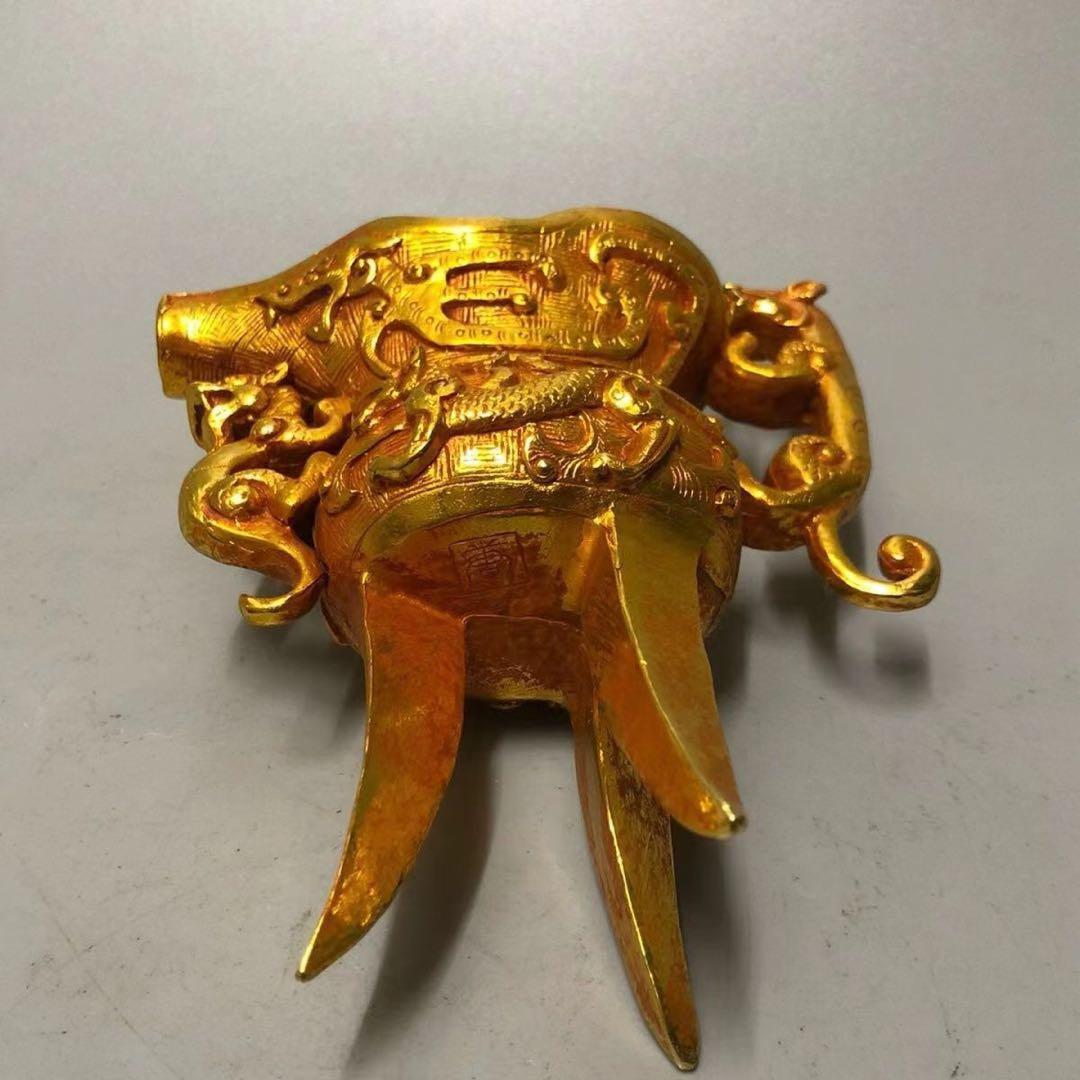銅器 瑞獣爵杯 玄関 博古架 茶道具 装飾品 工芸品 置物 - メルカリ 時代物