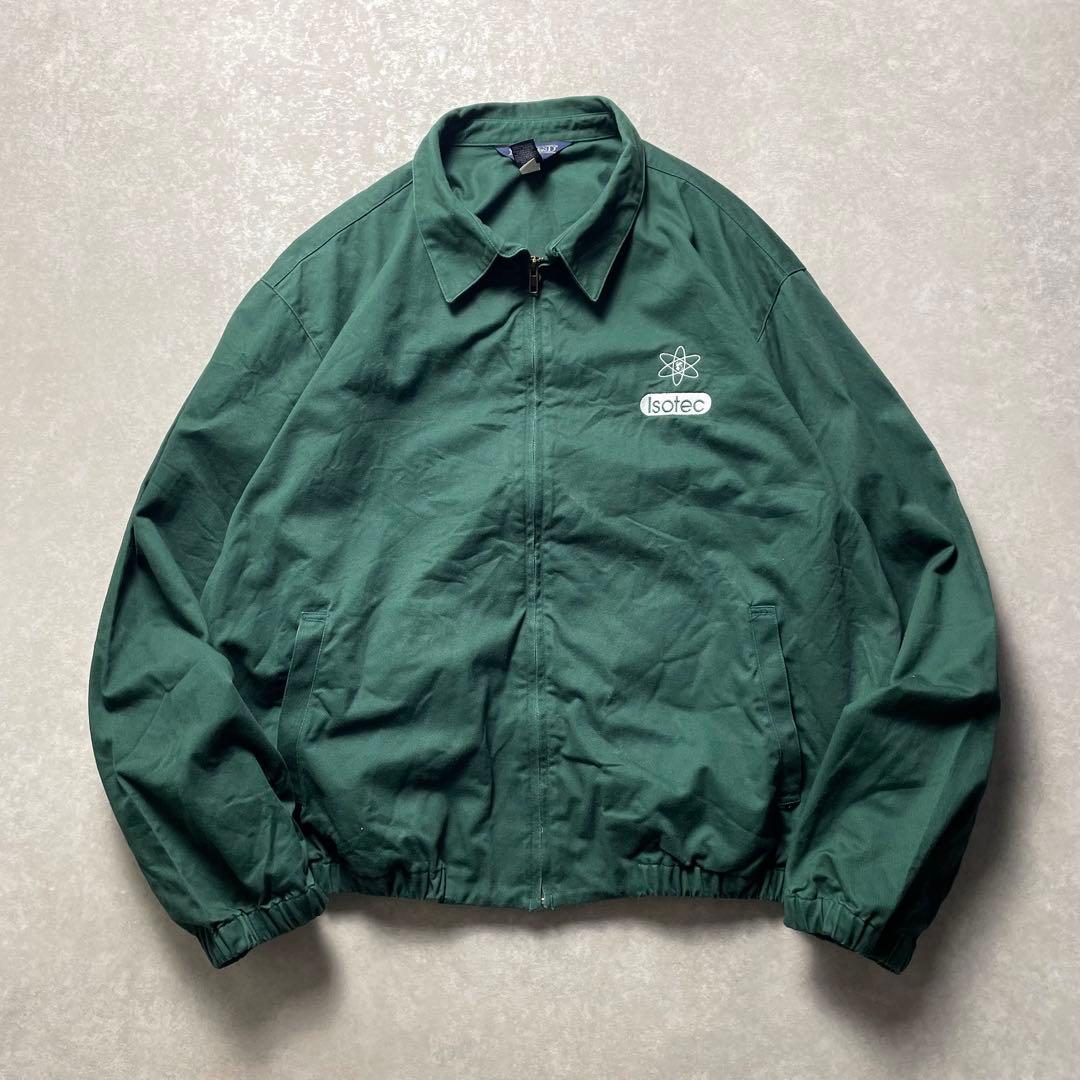 90s Lands' Endスイングトップブルゾングリーン企業ロゴハリントン古着