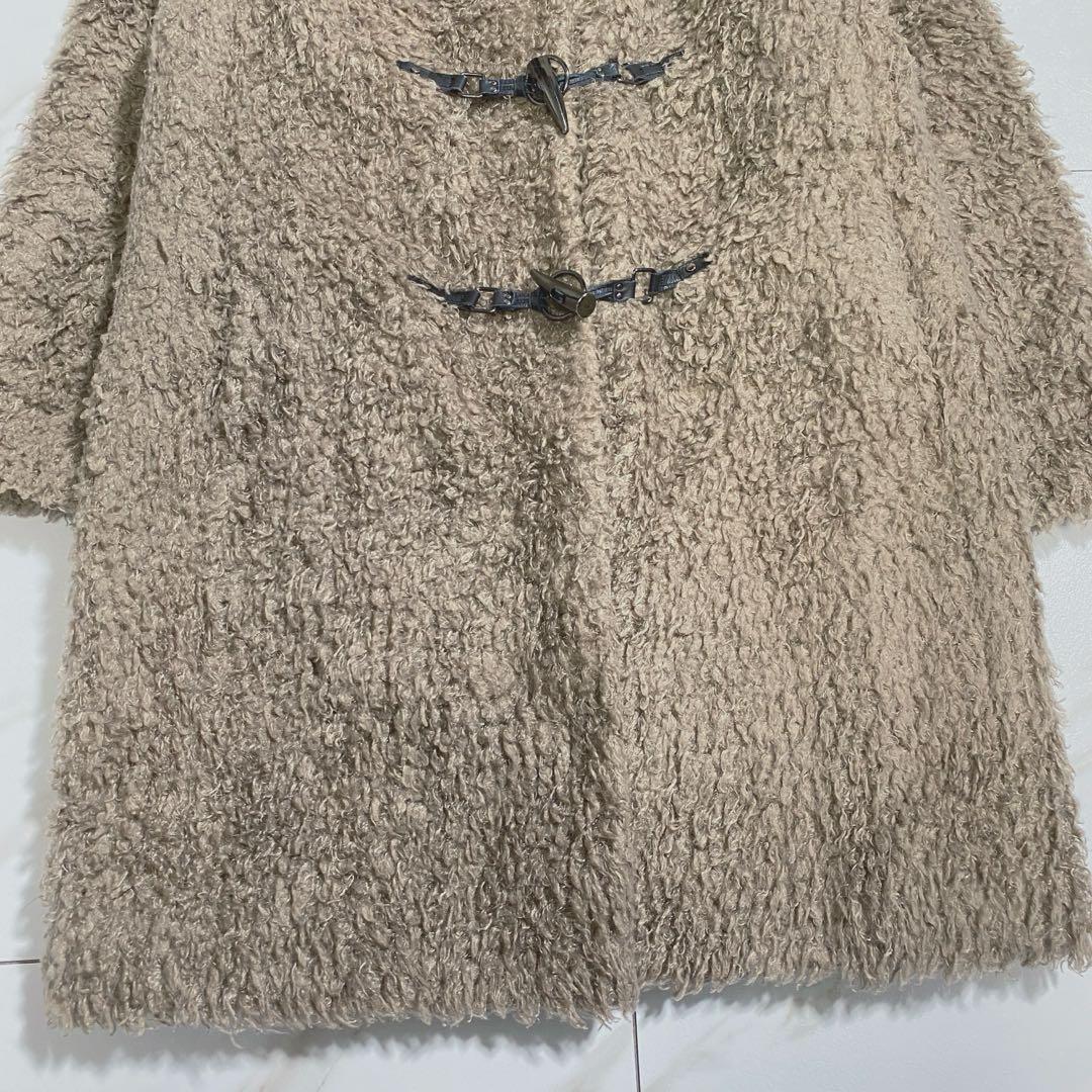 希少♡アドーア ノーカラー シャギーロングコート トグル 厚手