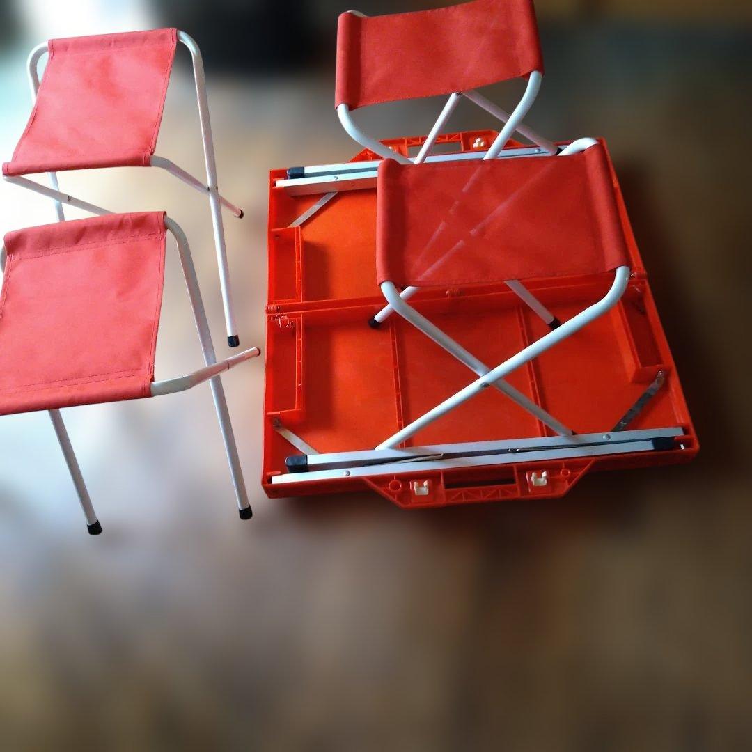 オレンジの折りたたみ式チェア4脚セット 山善（YAMAZEN） アウトドアチェア 4脚セット 軽量 折りたたみ