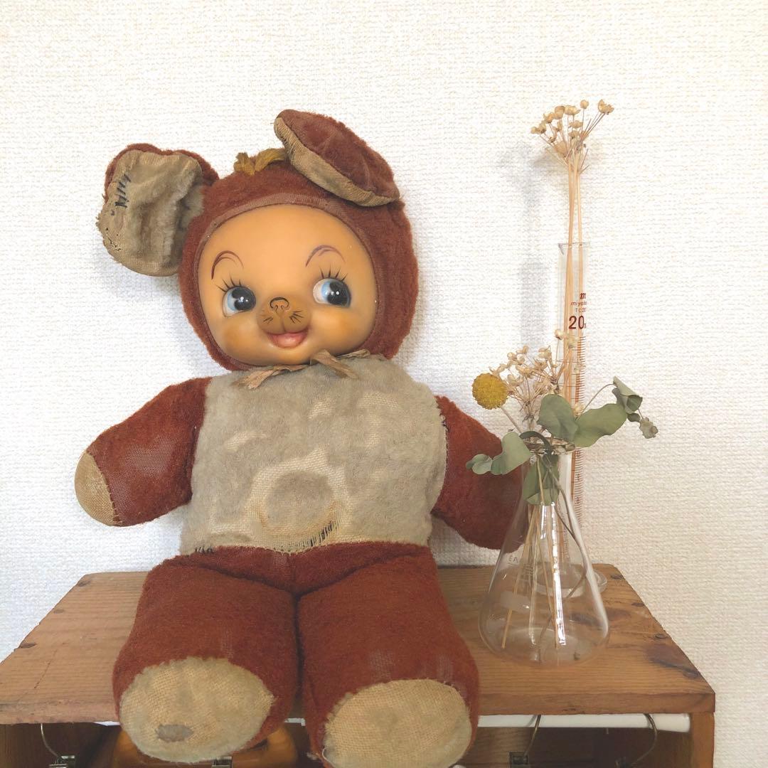 アンティーク ラバーフェイス ドール ぬいぐるみ ヴィンテージ クマ