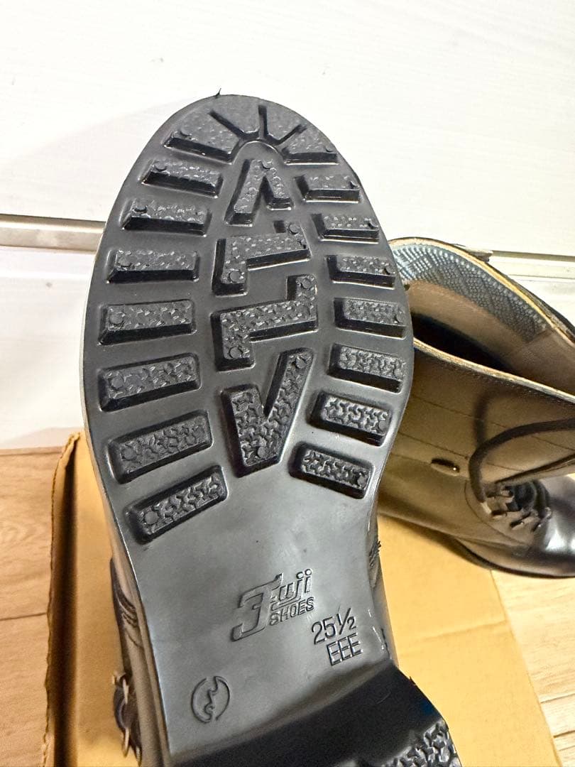 警察隊使用 編み上げブーツ 予備品 未使用 本革 25.5cm