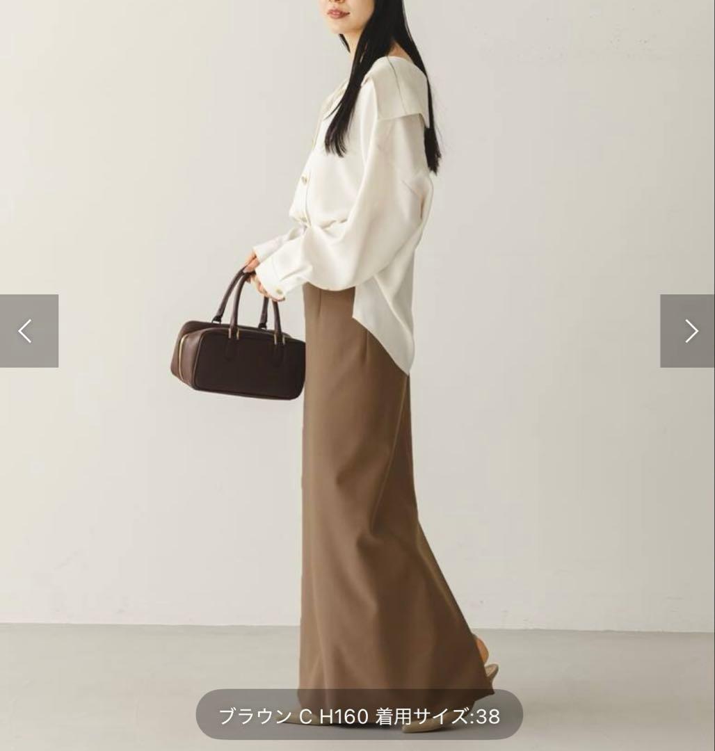 noble コンフォートジャージーライクタイトスカート ブラウンC 38