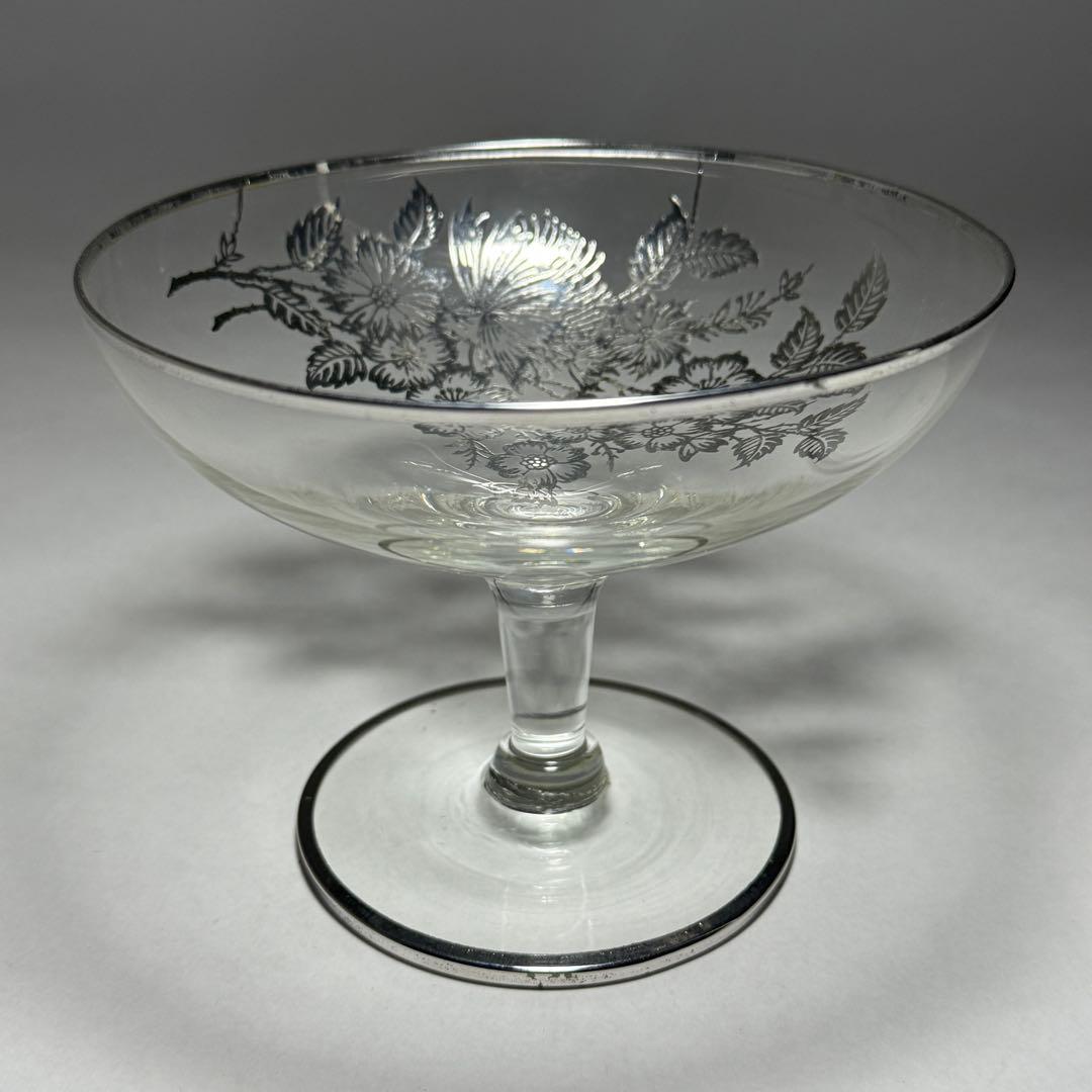 ◇シルバーオーバーレイ シャンパングラス 径14cm 1930〜1940年代◇