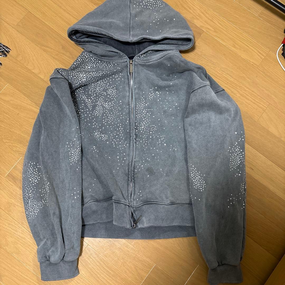 ラインストーンパーカー DND4DES DND4DES】Cartoon Rhinestone-Studded Leopard Print Zip Hoodie