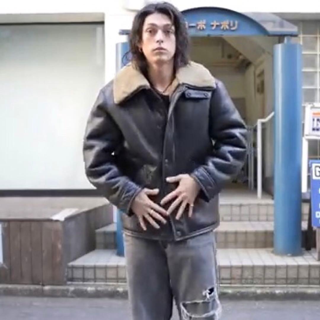 サントリー BOSS ボスジャン 本革 B-3 ムートン 黒L モーガン蔵人