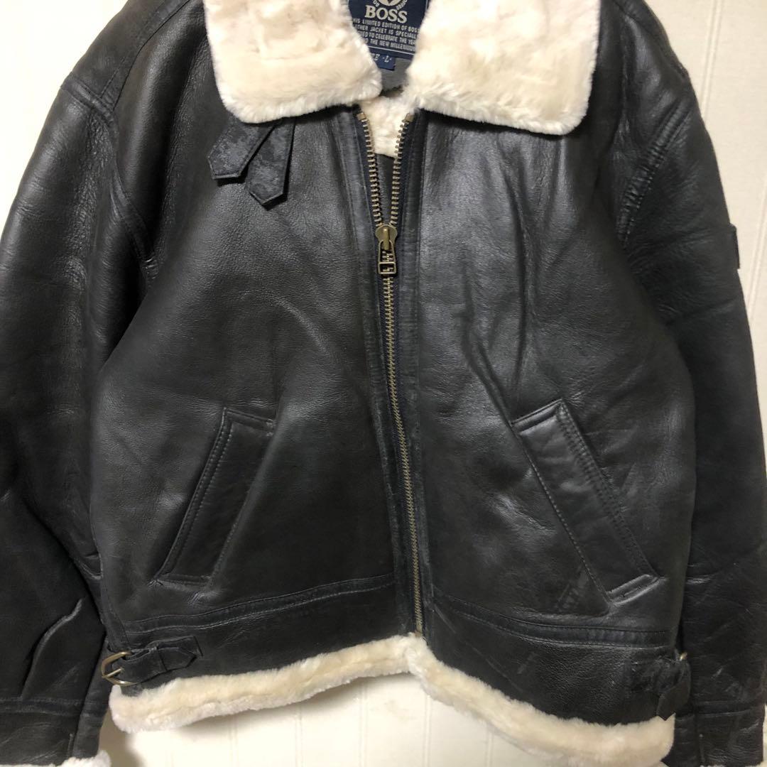 サントリー BOSS ボスジャン 本革 B-3 ムートン 黒L モーガン蔵人