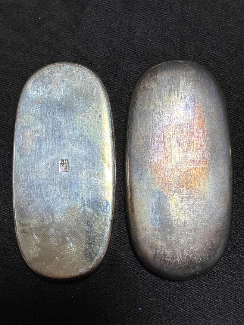 【純銀製】小判形純銀製爪楊枝入れ。32.1g！純銀刻印有。箱付き！ボンボニエール