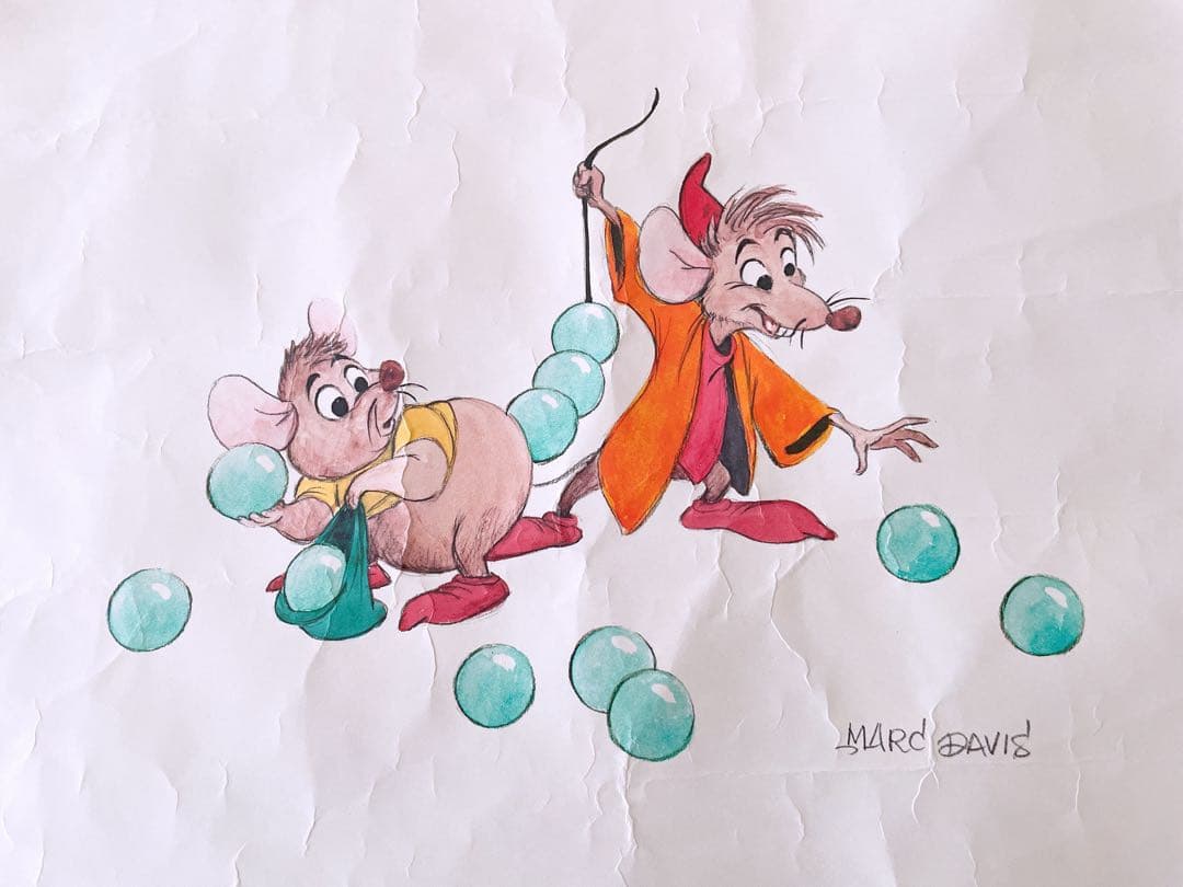 廃盤品 ディズニー シンデレラ ガス&ジャック リトグラフ 絵画 複製