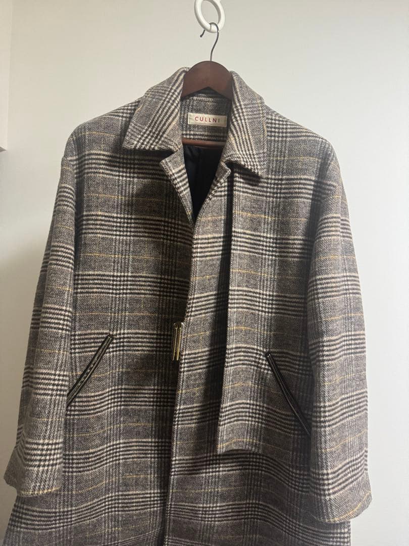 CULLNI　チェック　ロングコート 中古・古着通販】CULLNI (クルニ) チェックロングコート ブラウン