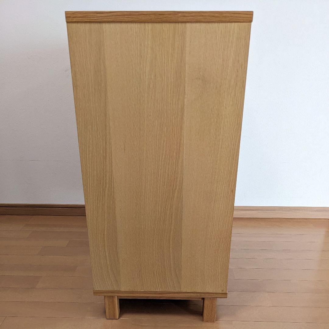 無印良品 ガラス扉キャビネット 引き戸オーク廃盤 脚付 食器棚 収納