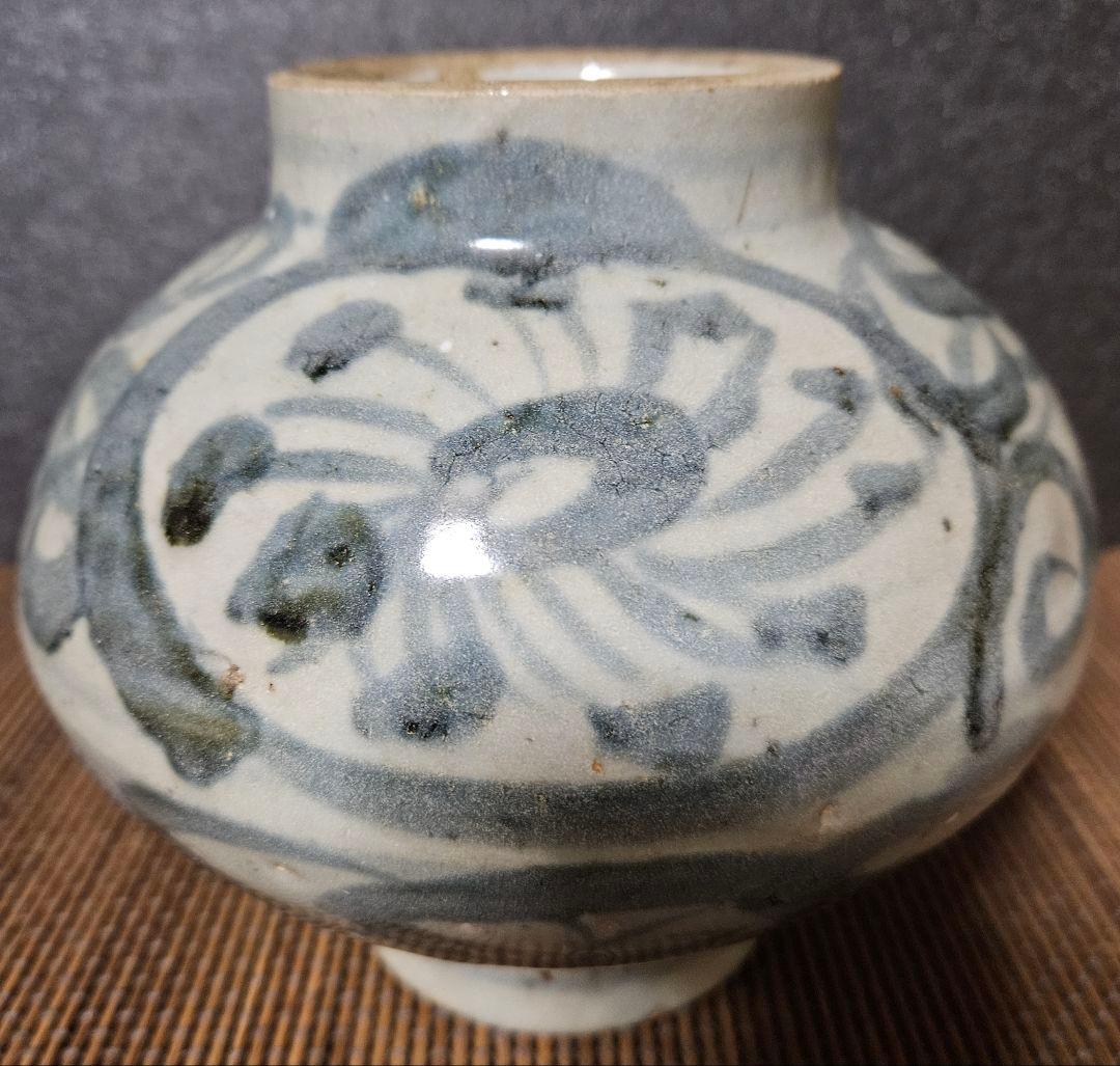 16C.頃 中国古陶磁器 南方系 古安南 宋胡録 青華 安南染付 花文様 酒会