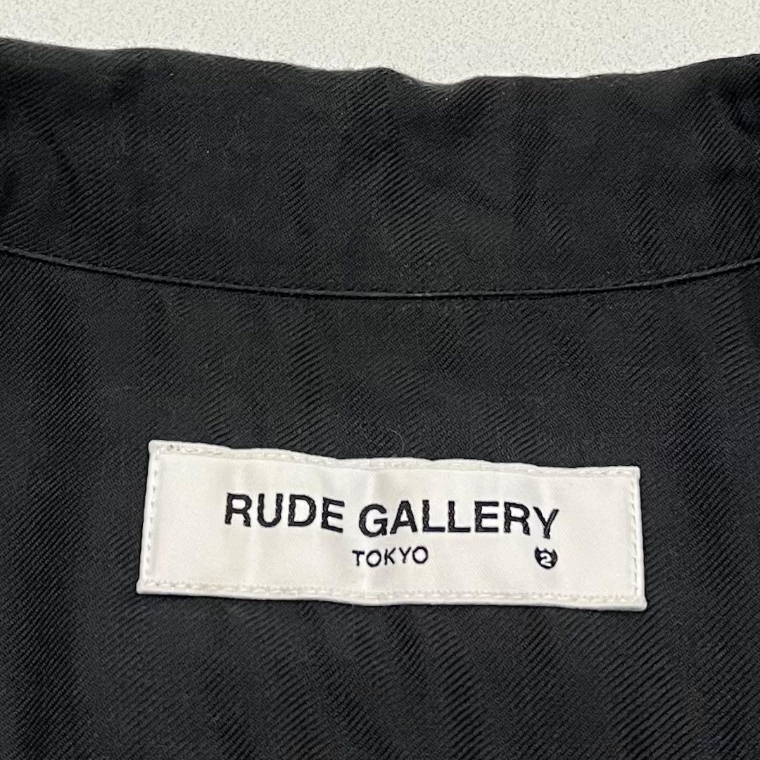 名作 ルードギャラリー フラミンゴ アロハ シャツ M ブラック レーヨン