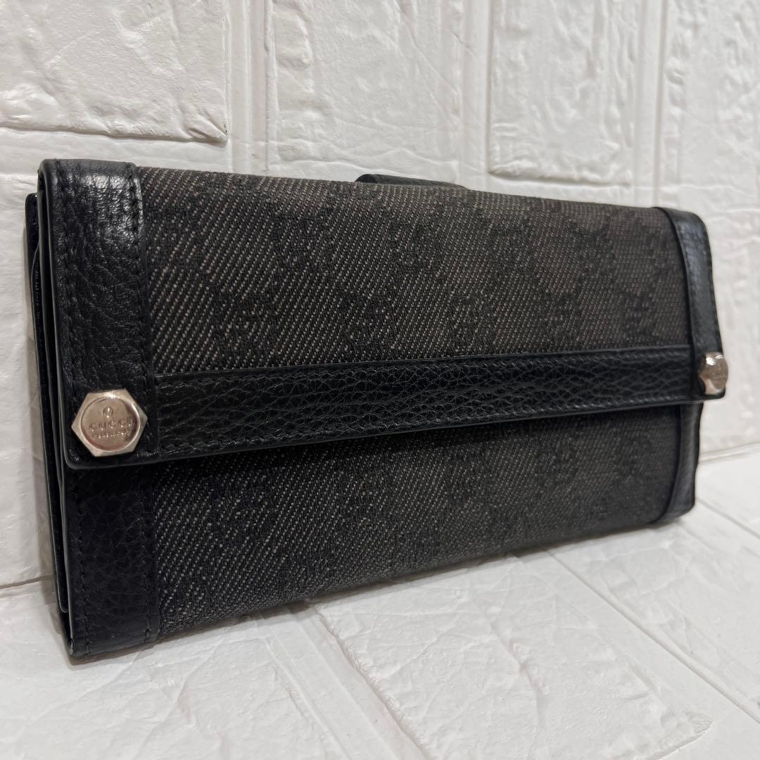 美品✨GUCCI 長財布　GGキャンバス レザー　ブラック　メンズ　Wホック 楽天市場】【財布】GUCCI グッチ GGキャンバス Wホック ダブルホック