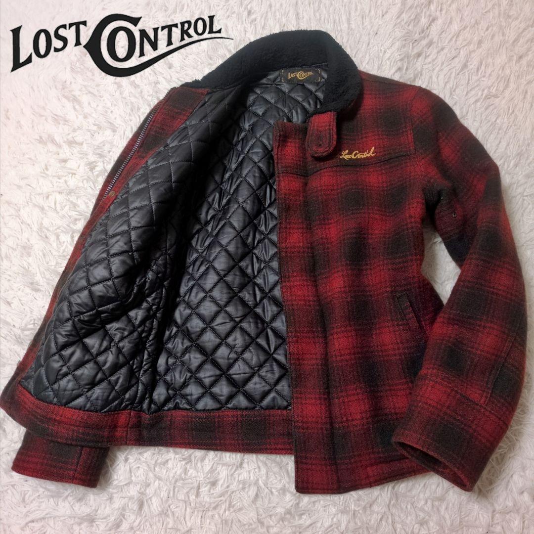 ロストコントロール バッファローチェック デッキジャケット ボア襟