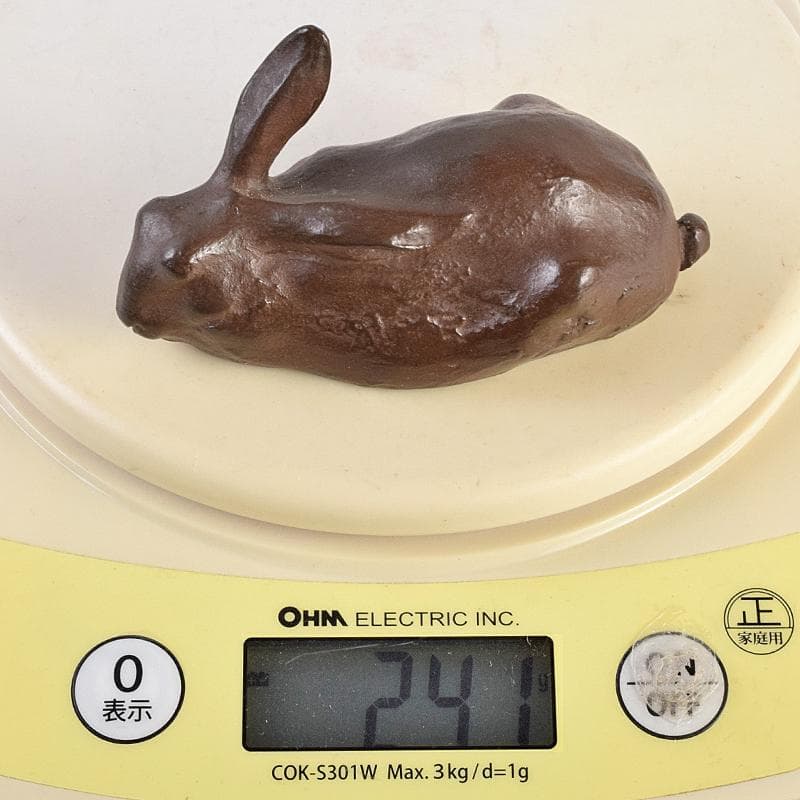 古銅 ブロンズ像 兎 置物 三郎刻印あり(吉田三郎？) 時代箱付 V R9104