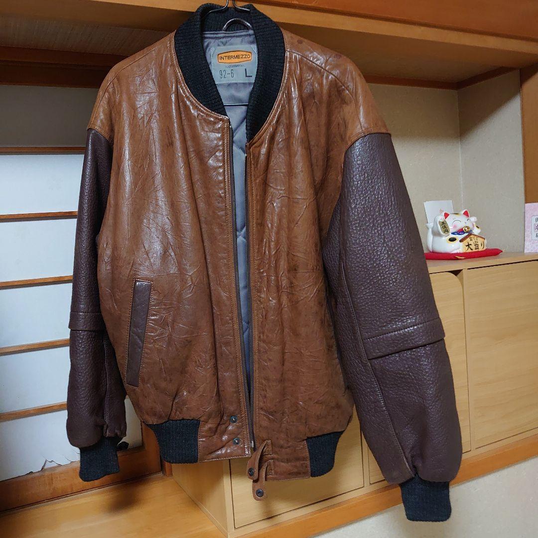 90s 希少✨️インターメッツォ ラムレザー ボンバージャケット