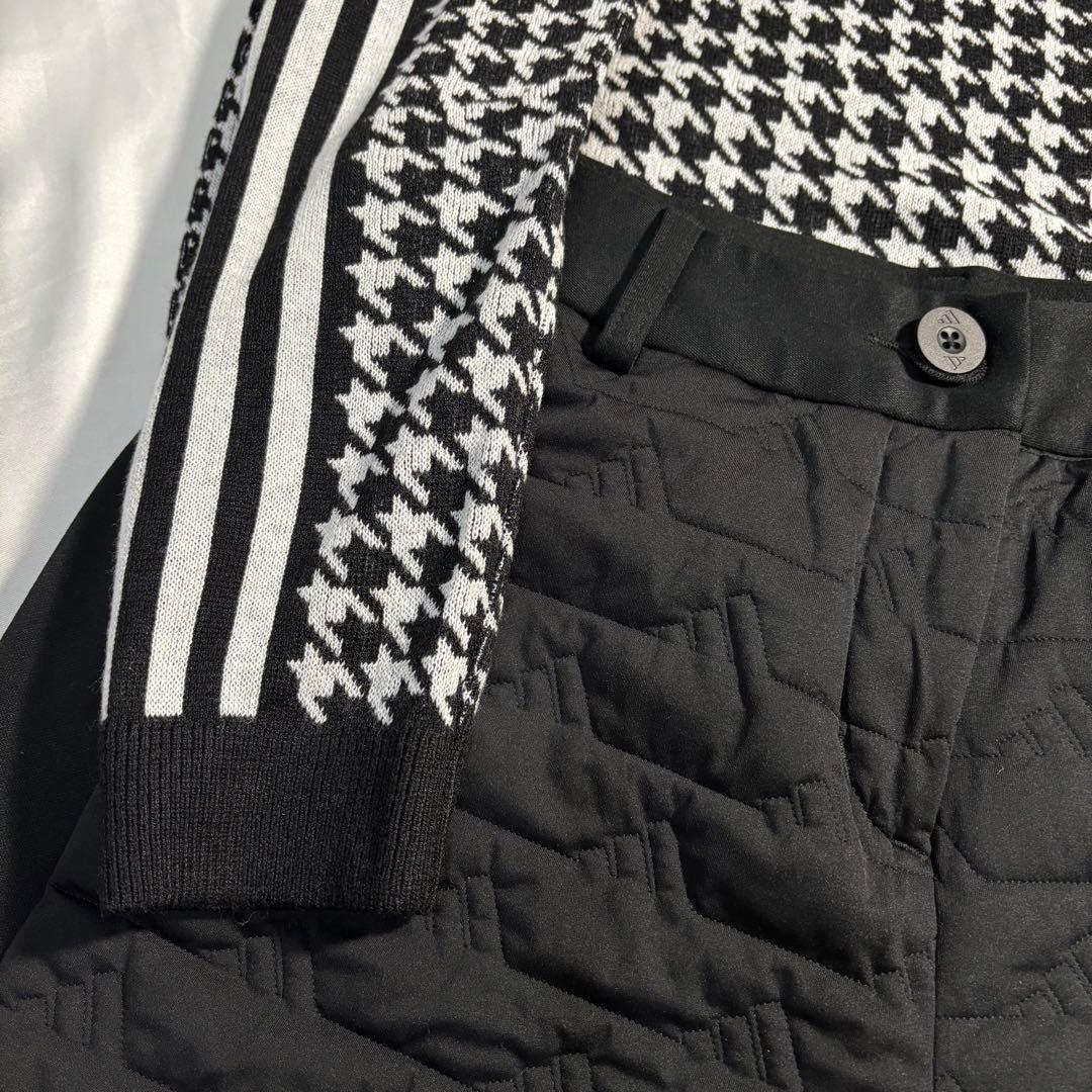専用様 未使用 ゴルフ モックネック千鳥格子ニット キルティングハーフ