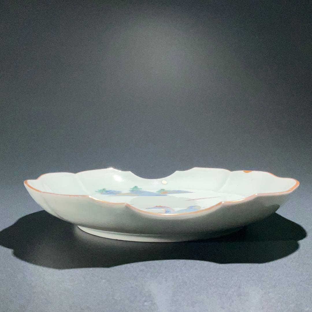 伊万里金襴手馬図変形皿 江戸 古伊万里 金直し R0917w1ダH