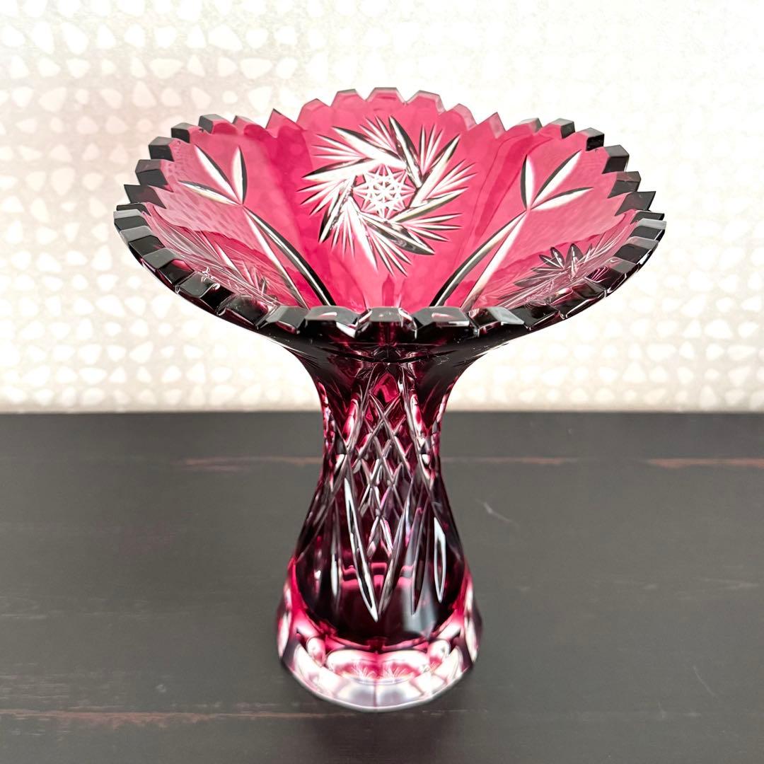 ボヘミアクリスタル ボヘミアガラス 被せカット 切子 花瓶 BOHEMIA ボヘミア クリスタルカットガラス フラワーベース 花瓶 クリア