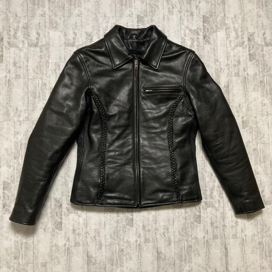 【希少】90s vintage レザーシングルライダースジャケット 黒　ブラック GUESS - 希少 GUESS ゲス 90s 本革 ダブルライダース レザージャケット