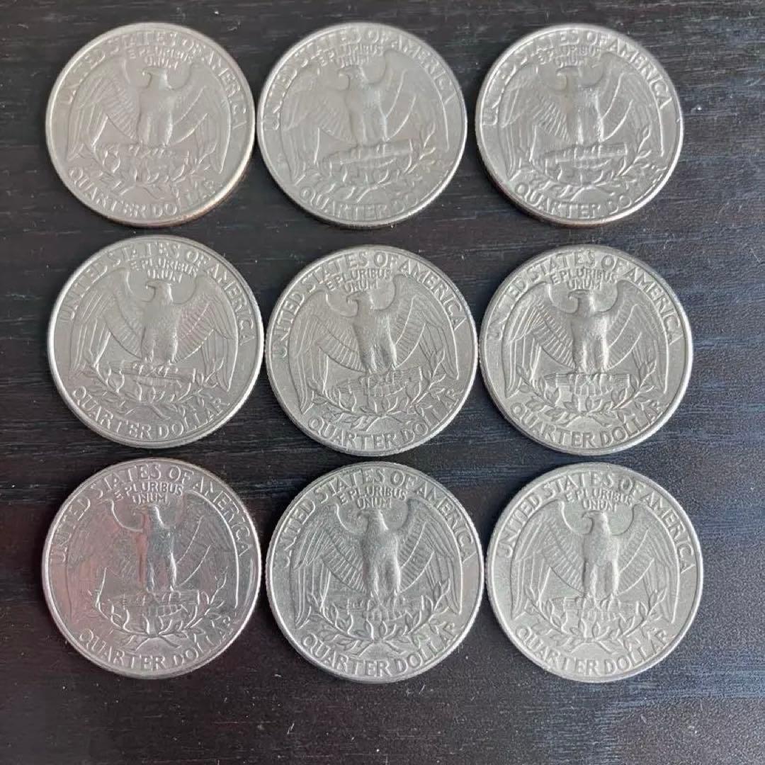 アメリカ25セント】9枚 セット クウォーターダラー イーグル柄 まとめ