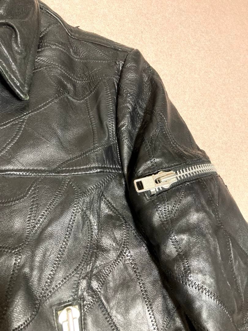 希少 美品 fuudobrain ツギハギ 本革 シングルライダースジャケット