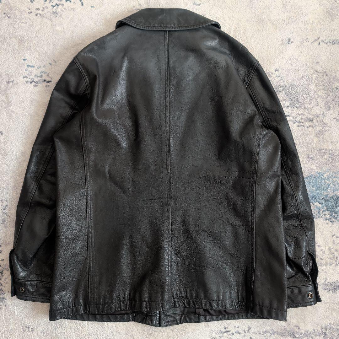 SHIPS シップス レザーカーコート バッファローレザー ブラック L