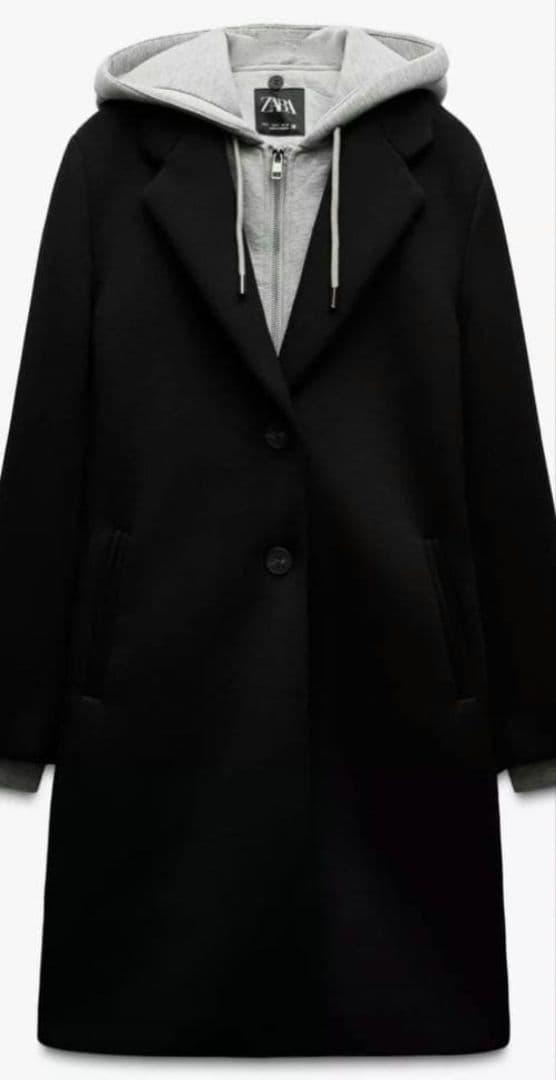 Zaraデタッチャブルフード コントラストコートS - メルカリ