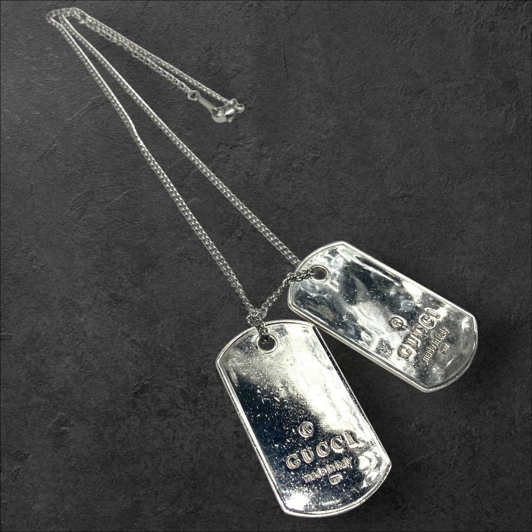 GUCCI 925 ドッグタグ ペンダント シルバー チェーン付 301