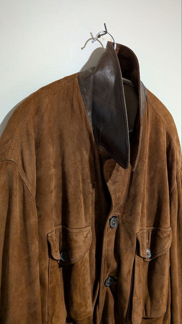 傑作】HUGO BOSS スウェード ジャケット 襟レザー vintage - メルカリ