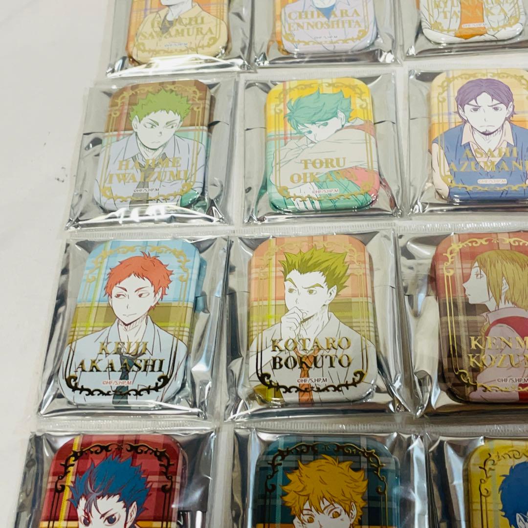ハイキュー　未開封品　スクエア缶　バッジセット　オフショット×カラー第一弾