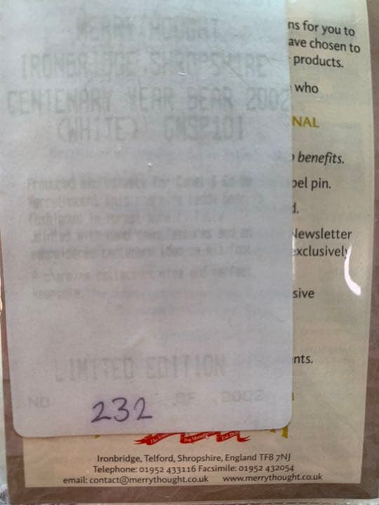 メリーソート MerryThought 2002年日本限定テディベア　3色